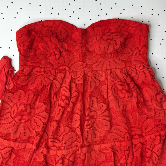 ❤️ Anthropologie ❤️ Maeve Strapless Lace Mini Dress Red Strapless XL new - Picture 8 of 8